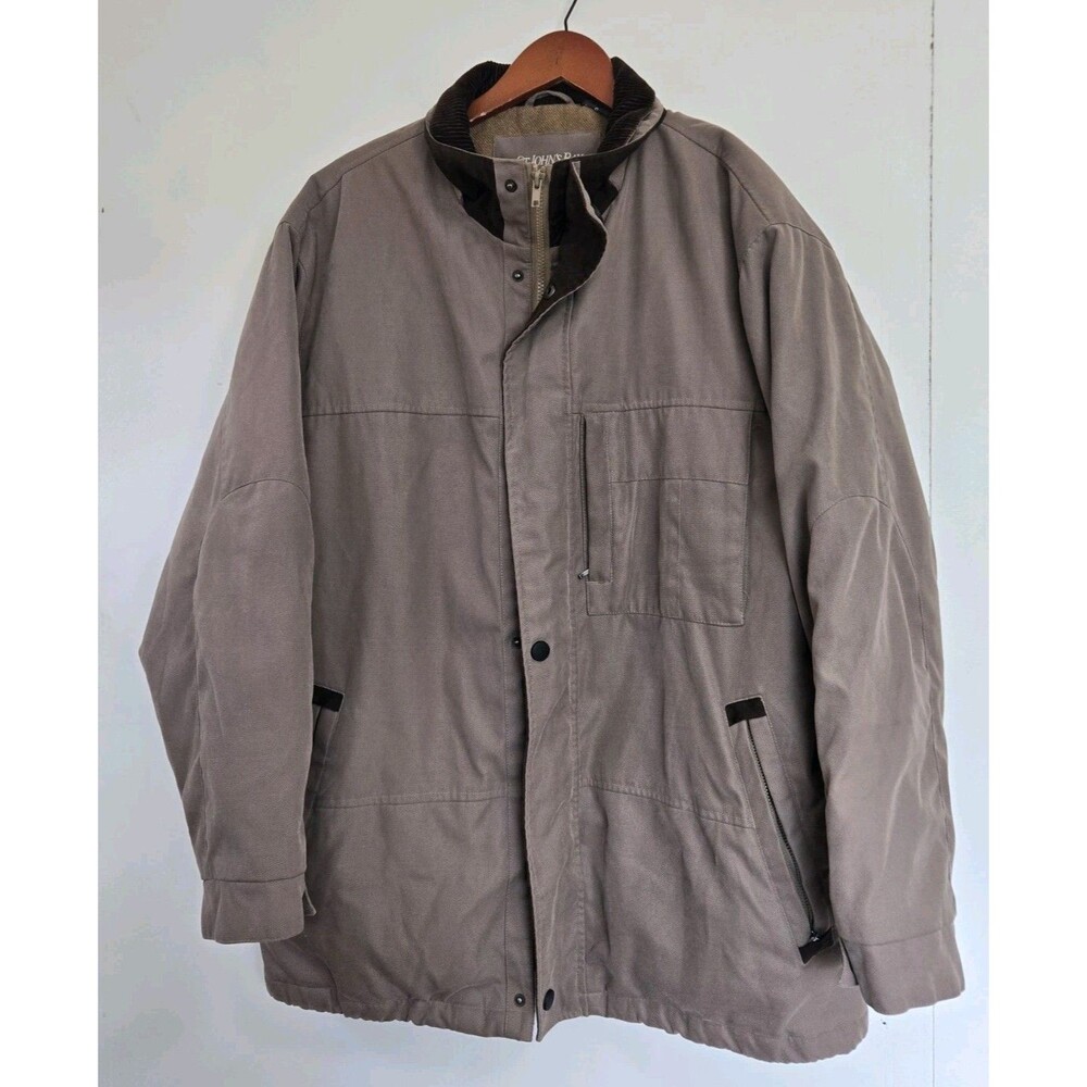 St Johns Bay Jacket Mens L Brown  Corduroy Collar Barn Bomber Chore Outdoor